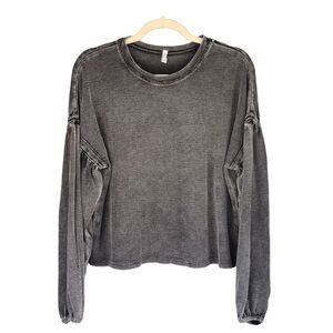 Z Supply Grunge Goth Waffle Long Sleeve Top Size Large